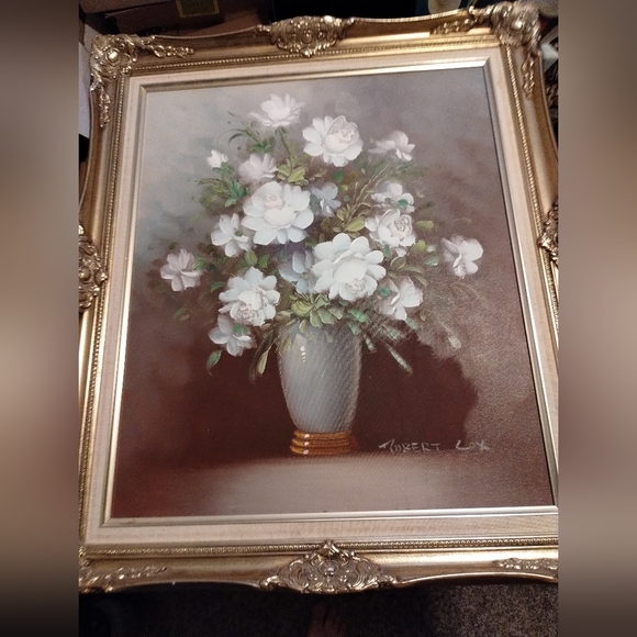 VTG Signed Robert Cox Still Life with Rose Oil on Canvas 29 x 25 1970s, Frame # - Picture 2 of 11